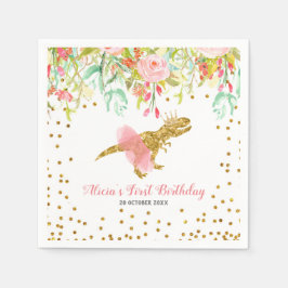 Pink Girl Dinosaur Paper Napkin Serviette