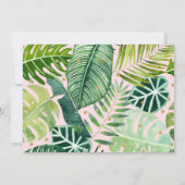 Pink Girl Dinosaur Tropical Birthday Einladung (Rückseite)