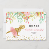 Pink Girl Dinosaur Vielen Dank Karte (Vorderseite)