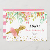 Pink Girl Dinosaur Vielen Dank Karte (Vorne/Hinten)