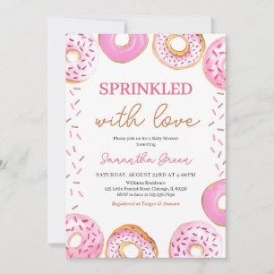 Pink Girl Donuts Kinderdusche Einladung