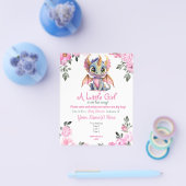 Pink Girl Dragon Floral Baby Dusche Einladung Flyer (Einzeln)