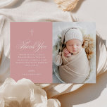 Pink Girl Elegant Cross Kalligraphie Foto Taufe Dankeskarte<br><div class="desc">Pink Girl Elegant Cross Kalligraphie Foto Taufe Dankeschön Sie Card verfügt über ein delikates modernes Kreuz,  gepaart mit modernem Typ und schönen Kalligraphie-Skript.</div>