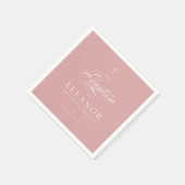 Pink Girl Elegant Cross Script Kalligraphie Taufe Serviette (Ecke)