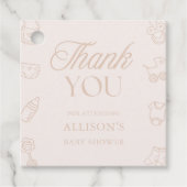 Pink Girl Elegant Hand Drawn Thank You Baby Shower Geschenkanhänger (Vorderseite)