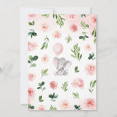 Pink Girl Elephant Baby Shower Einladung (Rückseite)