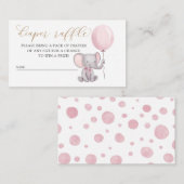 Pink Girl Elephant mit Ballon Diaper Raffel Begleitkarte (Vorne/Hinten)