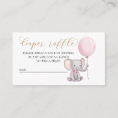 Pink Girl Elephant mit Ballon Diaper Raffel Begleitkarte (Vorderseite)