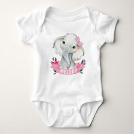 Pink Girl Elephant mit Individuelle Name Bodysuit  Baby Strampler