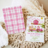 Pink Girl Farm animal 3. Geburtstag Party Einladung