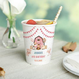 Pink Girl Farm Animations Geburtstagsparty Pappbecher