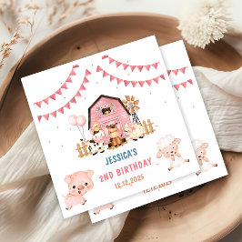 Pink Girl Farm Animations Geburtstagsparty Serviette