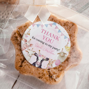 Pink Girl Farm Animes Geburtstag Runder Aufkleber