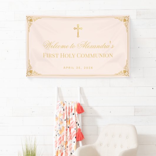 Pink Girl First CommunityImitate Gold Cross Willko Banner (Insitu)