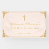 Pink Girl First CommunityImitate Gold Cross Willko Banner (Horizontal)