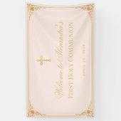 Pink Girl First CommunityImitate Gold Cross Willko Banner (Vertikal)