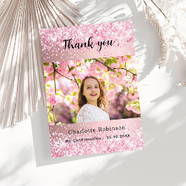 Pink Girl Foto Bestätigung vielen Dank Karte