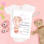 Pink Girl Fox Ballon Kinderdusche Einladung