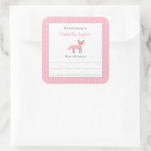 Pink Girl Fox Buchzeichen-Aufkleber Quadratischer Aufkleber (Tasche)