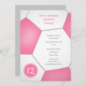 Pink Girl Fußball Geburtstagsparty Einladung (Vorne/Hinten)