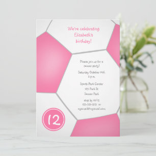 Pink Girl Fußball Geburtstagsparty Einladung