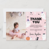 Pink Girl Ghost Geburtstag Foto Danke Karte (Vorderseite)