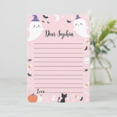 Pink Girl Ghost Time Kapsel Notiz Karte (Stehend Vorderseite)