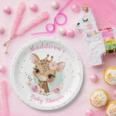 Pink Girl Giraffe Babydusche Papierplatte Pappteller (Party)