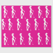 Pink Girl Golf Party Wrapping Paper Geschenkpapier (Flach)