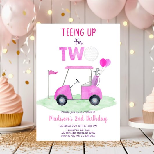 Pink Girl Golf Zweites Geburtstag Einladung