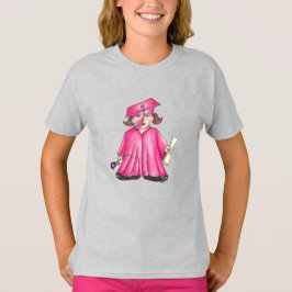 Pink Girl Graduate Child Personalisierter Abschlus T-Shirt