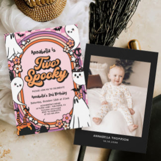 Pink Girl Halloween Foto 2. Geburtstag Party Einladung