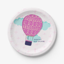 Pink Girl Hot Air Ballon Babydusche Party