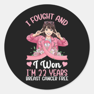 Pink Girl Ich kämpfte und gewann ich bin 22 Jahre Runder Aufkleber