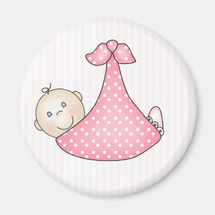 Pink Girl in Blanket Magnet