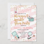 Pink Girl-Make-up Geburtstagsfeier Einladung (Vorderseite)