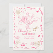 Pink Girl Martini Letztes Rodeo Wochenende Bachelo Einladung (Vorderseite)