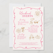 Pink Girl Martini Letztes Rodeo Wochenende Bachelo Einladung (Rückseite)