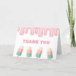 Pink Girl Melt Ice Cream Pop Babydusche Dankeskarte