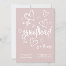 Pink Girl Modern Heart Baby Dusche