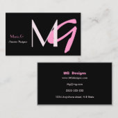 Pink Girl Monogram Business Cards Visitenkarte (Vorne/Hinten)