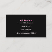 Pink Girl Monogram Business Cards Visitenkarte (Rückseite)
