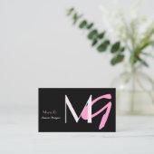 Pink Girl Monogram Business Cards Visitenkarte (Stehend Vorderseite)