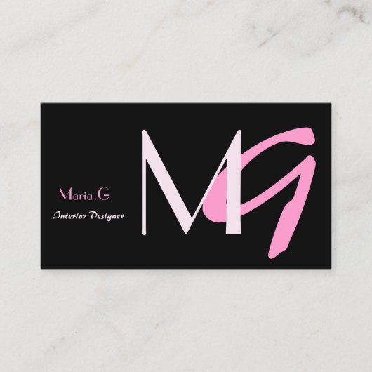 Pink Girl Monogram Business Cards Visitenkarte (Vorderseite)