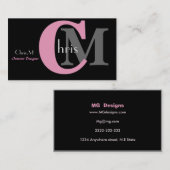 Pink Girl Monogram Business Cards Visitenkarte (Vorne/Hinten)