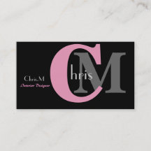 Pink Girl Monogram Business Cards