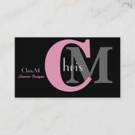 Pink Girl Monogram Business Cards Visitenkarte