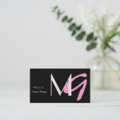 Pink Girl Monogram Business Cards Visitenkarte (Stehend Vorderseite)