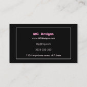 Pink Girl Monogram Business Cards Visitenkarte (Rückseite)