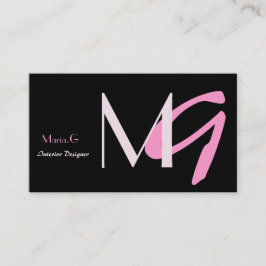Pink Girl Monogram Business Cards Visitenkarte